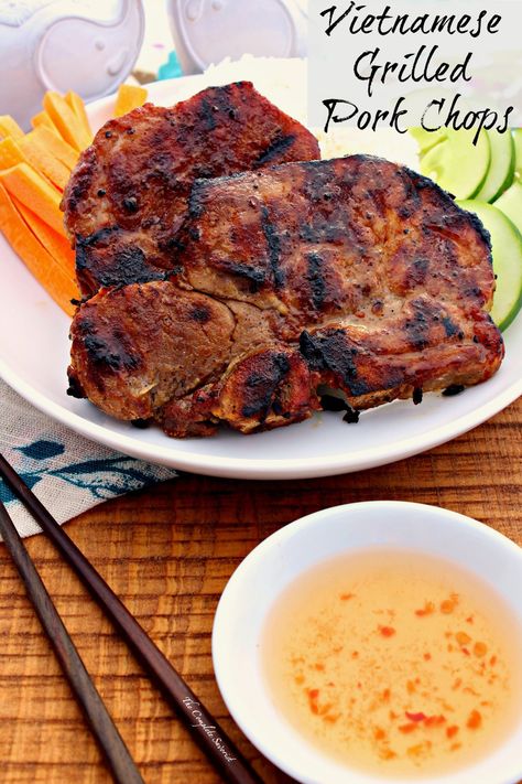 Ginger Pork Chops, Vietnamese Pork Chops, Vietnamese Grilled Pork, Marinated Pork Chops, Vietnamese Pork, Bbq Pork Chops, Healthy Cheese, Ginger Pork, Bbq Pork Ribs