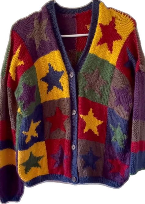 Knit Star, Star Cardigan, Funky Clothes, Crochet Patterns Filet, Silly Clothes, Crochet Cardigans, Caron Simply Soft, Funky Outfits, Star Sweater