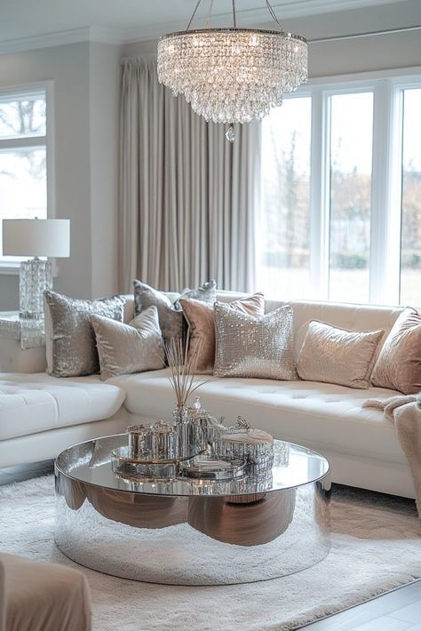 Transitional Glam Living Room, Cozy Glam Living Room, Hollywood Glam Living Room, Stylish Living Room Ideas, Glamorous Living Room, Gold Bathroom Decor, Cozy Scandinavian, Minimalist Living Room Ideas, Glam Ideas