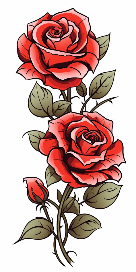 Fire And Ice Roses Bouquet, Roses Drawing Color, Red Rose Drawing Sketch, Rose Marker Drawing, Red Roses Illustration, Rose Buds Drawing, Rose Flower Drawing Design, Red Roses Drawing, Rose Bush Drawing