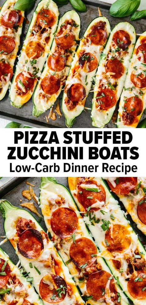 Low Carb Meals With Zucchini, Stuffed Zucchini Boats Keto, Gluten Free Zucchini Boats, Pizza Stuffed Zucchini Boats, Zucchini Boat Pizza, Zucchini Pizza Roll Ups, Pepperoni Zucchini Boats, Easy Zucchini Boats, Low Calorie Zucchini Boats