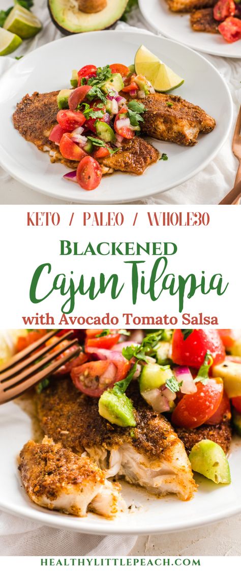 Cajun Tilapia, Tilapia Fillet, Whole30 Keto, Tilapia Recipes, Perfect Lunch, Avocado Tomato, Keto Paleo, Paleo Whole 30, Whole 30 Recipes