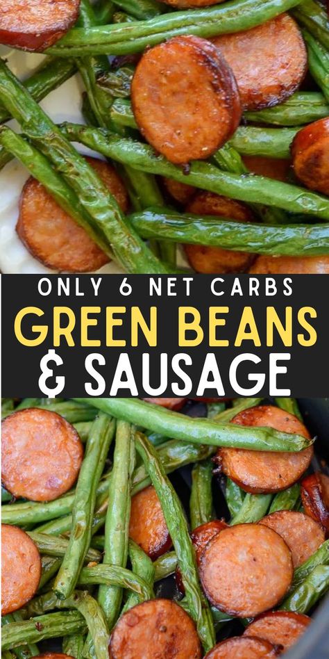 Air Fryer Green Beans, Smoked Sausage Recipes, Beans And Sausage, Healthy Low Carb Dinners, Dinner Keto, Low Carb Low Fat Recipes, Breakfast Low Carb, Low Carb Meal Prep, Best Low Carb Recipes