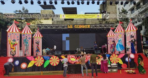 Circus Theme Stage Decorations, School Annual Day Stage Decoration Ideas, International School, Circus Theme, Stage Decorations