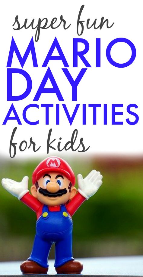 Mario Day Activities for Kids: Mario Day March 10. Technology for kids activities. Fun holidays to celebrate with kids. Super Mario party. Mario video game party. Video game party ideas. Mario Day Spirit Week. Super Mario Bros party ideas. Gameschooling. Gameschool. Nintendo party ideas. Gameschooling games. Holidays for kids. #MarioDay #holidays #nintendo #videogames #technologyforkids #partyideas #partythemes #gameschool #gameschooling #games #technology Mario Day Activities, Fun Holidays To Celebrate, Video Game Party Ideas, Game Party Ideas, Super Mario Bros Party Ideas, Mario Party Games, Mario Kart Games, Mario Day, Mario Kart Party