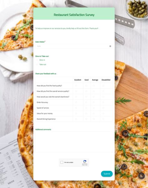 Running a restaurant? Use this restaurant satisfaction survey template to get feedback from your customers and use the data to improve service experience Survey Template, Form Template, Guest Experience, A Restaurant, Restaurant, Running