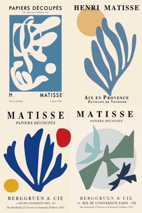 Matisse Tattoo, Canvas Painting Colorful, Matisse Leaf, Matisse Paintings, Matisse Cutouts, 8th Grade Art, Painting Paper, Pottery Painting Designs, Painting Collage