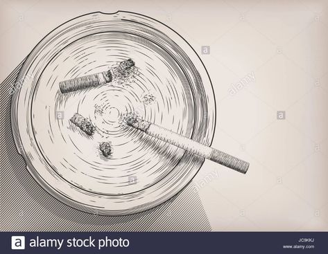 Ashtray cigarette cigarettes butt in ash-pot ash-tray tobacco. Vector Stock Vector Image & Art - Alamy Ashtray Sketch, Ash Tray Drawing, Ashtray Illustration, Ashtray Drawing, Ashtray Tattoo, Ash Drawing, Mental Health Artwork, Office Painting, Office Paint