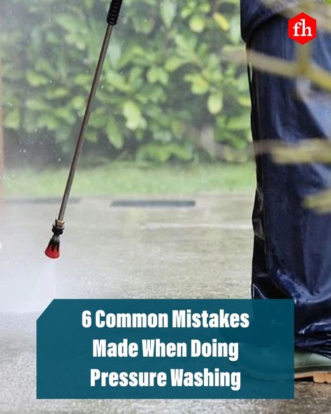 Avoid these six mistakes to minimize the risk of property damage or injury when pressure washing. Pressure Washing Tips, Seasonal Cleaning, Diy Handyman, Pressure Washers, Porous Materials, Scrap Material, Pressure Canning, Family Handyman, Landscaping Tips