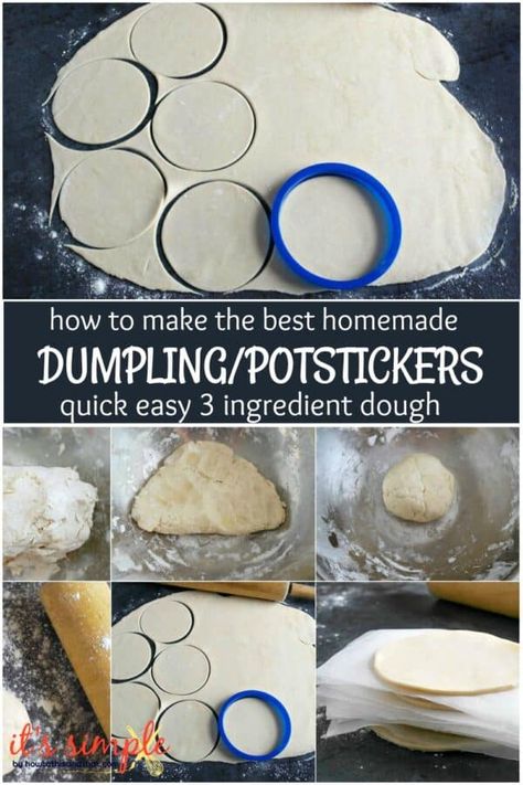 You will be amazed at how easy it is to make your own Asian dumplings/potstickers at home with this 3 ingredient dough recipe! #AsianRecipes #Dough #homemade #potstickers #dumplingrecipes #kidfriendly 3 Ingredient Dough, Homemade Dumplings Dough, Asian Dumpling Recipe, Homemade Potstickers, Dumplings Recipe Chinese, Homemade Dumplings Recipe, Asian Dumplings, Potstickers Recipe, Noodle Bowls Recipes