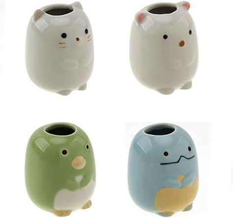 Amazon.com: 4Pcs Creative Animal Mini Toothbrush Holder Ceramic Cotton Swabs Toothpicks Toothbrush Stand Holder Organizer for Bathroom Vanity Countertops : Home & Kitchen Clay Toothbrush Holder, Mini Toothbrush, Toothbrush Holder Ceramic, Pottery Toothbrush Holder, Diy Toothbrush, Bathroom Vanity Countertops, Ceramic Toothbrush Holder, Organizer For Bathroom, Toothbrush Holders