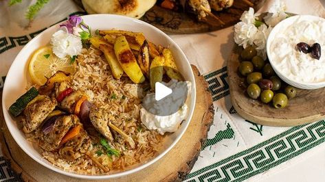 Dimitra's Dishes on Instagram: "Introducing my latest recipe: Chicken Souvlaki Bowls! 🍴  Comment CHICKEN to get this recipe in your dm 😊 
The chicken souvlaki skewers are cooked in the air fryer and served over a bed of Mediterranean rice pilaf, roasted potatoes, and creamy tzatziki. Easy, flavorful, and absolutely delicious. Perfect for any meal!

get the recipe on my website: https://www.dimitrasdishes.com/loaded-greek-chicken-souvlaki-bowls/" Souvlaki Skewers, Mediterranean Rice, Greek Chicken Souvlaki, Chicken Souvlaki, Rice Pilaf, Greek Chicken, Recipe Chicken, Greek Food, Latest Recipe