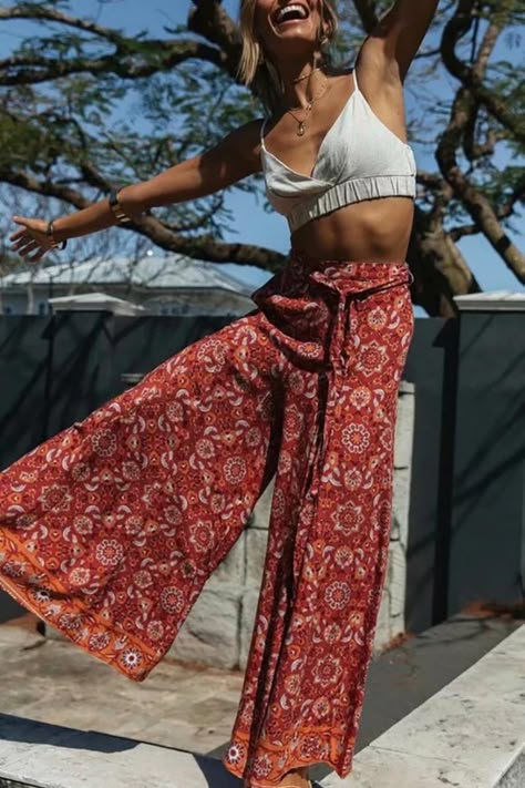 Bohemian Pants, Mode Hippie, Wide Leg Palazzo Pants, Mode Boho, Boho Pants, Hippie Outfits, Estilo Boho, Palazzo Pants, Summer Fits