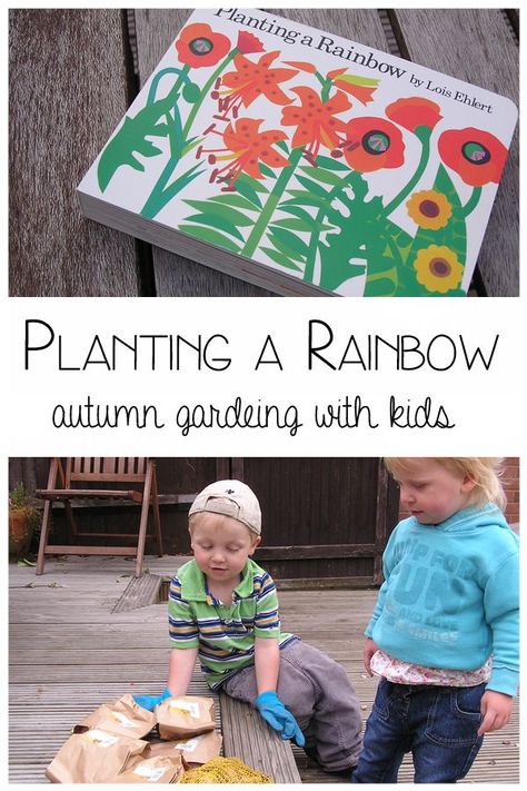 Plant a Rainbow in the fall for Spring Colour - a perfect literacy and gardening activity for toddlers and preschoolers Autumn Planting, Spring Time Activities, Planting A Rainbow, Bulb Planting, Lois Ehlert, Planting For Kids, Rainbow Activities, Plant Activities, Challenges Activities