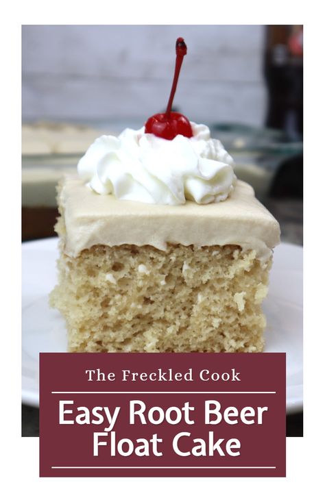 Easy Root Beer Float Cake recipe is like a sweet, nostalgic trip down memory lane in dessert form. The creamy frosting, resembling the frothy head of a classic float, adds a luscious touch to this delightful treat. It's a perfect way to relish the classic root beer float flavors in a cake that's simply irresistible. Root Beer Float Cake Recipe, Rootbeer Float Cake Recipes, Root Beer Cake Easy, Root Beer Cake Recipe, Rootbeer Float Cake, Root Beer Pie Recipe, Root Beer Pie, Beer Cake Recipe, Root Beer Cake