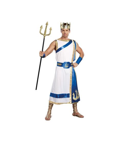 Greek Sea God Poseidon Mens Costume Poseidon Costume, Merman Costume, Greece Costume, Greek God Costume, Sea Costume, Greek Costume, 90s Fashion Outfits Hip Hop Party, Goddess Costume, White Costumes