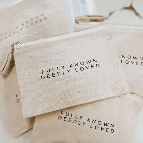 Fully Known Deeply Loved, Christian Accessories, Christian Business, Canvas Cosmetic Bag, Christian Fashion, April 7, Fun Diy Crafts, Business Inspiration, Back In Stock