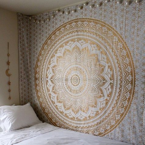 Tapestry On Ceiling, Wall Hanging Aesthetic, Rectangle Shawls, Bohemian Bedspread, Mandala Tapestries Wall Hangings, Indian Tapestry, Mandala Wall Hanging, Indian Mandala, Hippie Tapestry