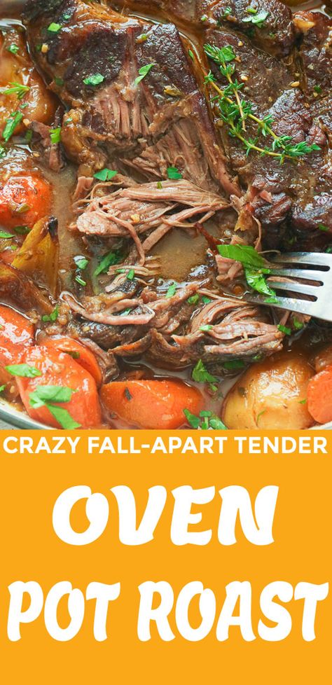 Oven Pot Roast - Immaculate Bites Chuck Roast Recipe Oven, Roast Beef Recipes Oven, Oven Pot Roast, Chuck Roast Recipes, Easy Pot Roast, Best Pot Roast, Cooking A Roast, Beef Pot Roast, Baked Roast