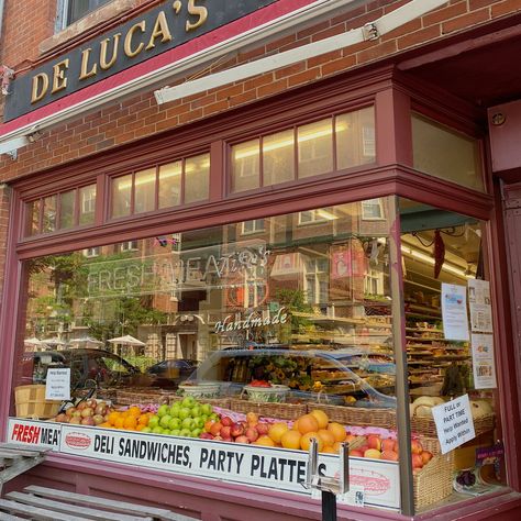 #bodegas #deli #boston #aesthetic #fruit #cute Grocery Exterior, Grocery Store Exterior, Small Grocery Store Exterior, Bodega Design, Bodega Sandwich, Aesthetic Grocery Store, Cute Grocery Store Exterior, Small Town Shops Aesthetic, Deli Aesthetic