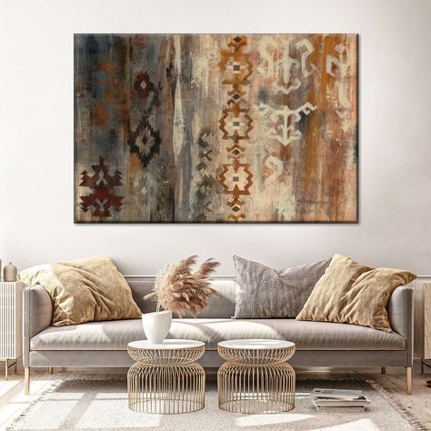 Southwest Design II Wall Art | Painting | by Silvia Vassileva Southwestern Farmhouse Decor, Southwest Farmhouse, Southwest Interiors, Southwestern Farmhouse, Western Canvas, Wall Painting Living Room, Craftsman Farmhouse, Farmhouse Style Decor, Southwest Decor