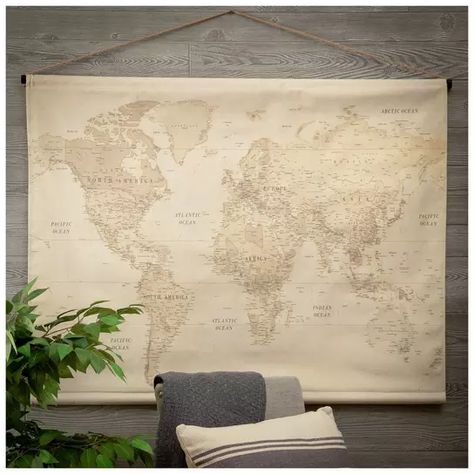 Dark Map, Travel Themed Bedroom, Primitive Decor Ideas, World Map Tapestry, Map Tapestry, Church Interior Design, Space Vintage, Vintage World Map, Wall Decor Hobby Lobby