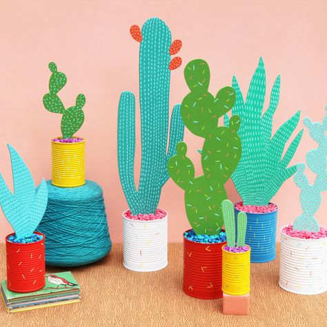 Cardboard Cactus, Paper Cactus, Cactus Craft, Fest Temaer, Cactus Party, Cactus Diy, Paper Plants, Cactus Art, Décor Diy