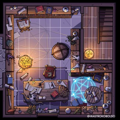 Kobold Mistress on Twitter: "My first and favorite commission, the Magician's Study 🧙 Where's the mage? Ask for the salamander 🦎 #dnd #dnd5e #fantasyart #commissionopen #mapping #rpg… https://t.co/5xr7ecEDHb" Rpg City, Rpg Wallpaper, Witch Hut, The Mage, Fantasy City Map, Map Layout, Dungeon Tiles, Dnd World Map, Building Map