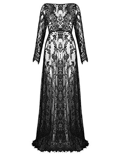 UStory Sexy Deep VNeck Long Sleeve Lace Beach Seethrough Maternity Maxi Dress XXLarge Black * Read more  at the image link. (Note:Amazon affiliate link) Goth Wedding Dresses, White Maternity Dresses, Black Lace Maxi Dress, Lace Maternity Dress, Attractive Dresses, Maternity Maxi Dress, Simple Black Dress, Maternity Dresses For Photoshoot, Full Length Gowns