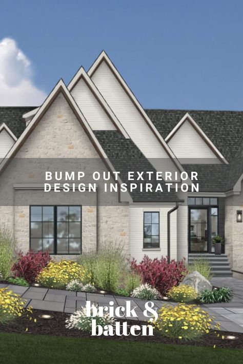 Bump Out Exterior, Window Bump Out, Bump Out Addition, Bump Out, White Siding, Bow Window, Red Brick House, Dormer Windows, Apartment Projects