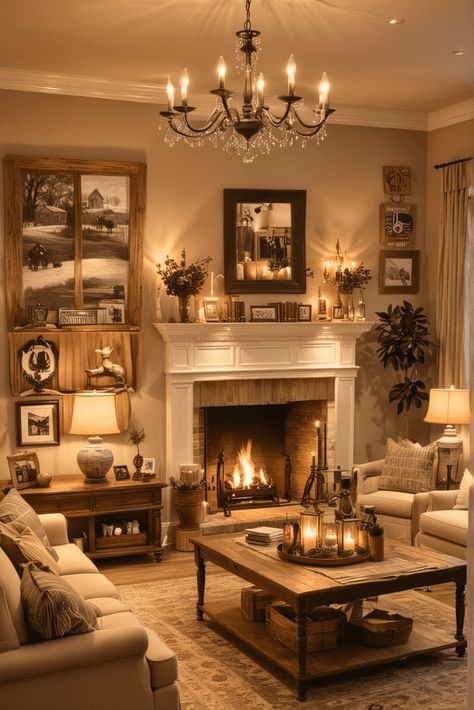 20 Country Living Room Decorating Ideas – The Crafty Hacks Cozy Hearth Room, Old Money Aesthetic Living Room, Cosy Cottage Living Room English Country, Country Living Room Decorating Ideas, Cozy Vintage Living Room, Vintage Farmhouse Living Room, Farmhouse Chic Living Room, Country Style Living Room, Living Room Decor Country