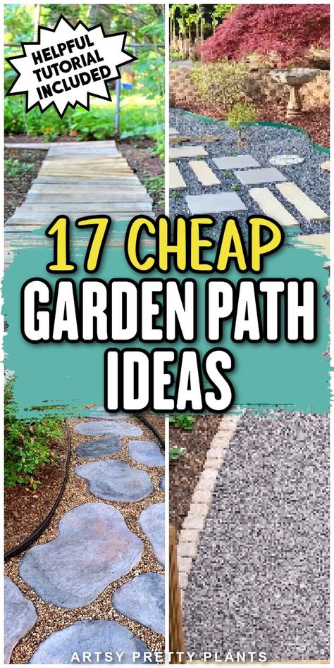 Upgrade your yard with a beautiful garden path! These 17 helpful tutorials show you how to make your own garden walk or pathway. These DIY ideas use several different methods including stepping stones, a gravel walkway, or wood chips. These ideas look great for the front of your house or in the backyard. Some are modern and other ideas are charming and more rustic. Take a look at all the affordable options and choose which of these pathways works best for your outdoor space. Backyard Stepping Stones Walkways, Creative Walkways Pathways, Paver Walkway Design Ideas, Stepping Stone Walkway Ideas, How To Make Concrete Stepping Stones, Concrete Stone Pathway, Quick Crete Stepping Stones, Diy Garden Pavers, Gravel Paver Walkway