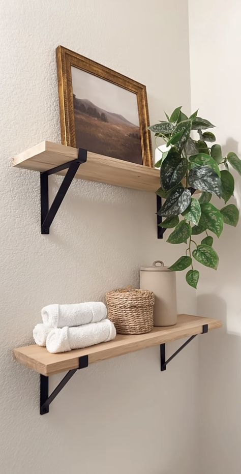 Above The Toilet Shelves, Shelf Over Toilet, Shelves Over Toilet, Black Shelf, Toilet Shelves, Black Shelves, Over Toilet, House Organization, Our First Home