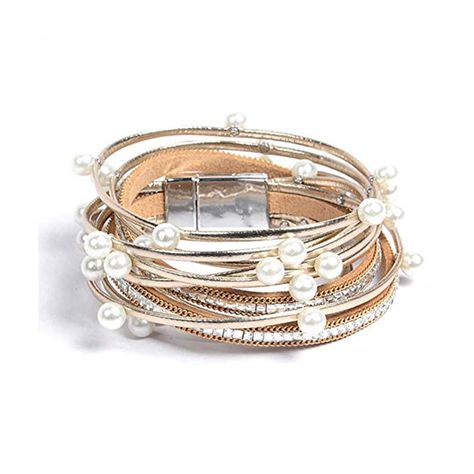 Artilady Shinning wrap Clasp Bangle for Women >>> See this great product. (This is an affiliate link) Leather Bracelet For Women, Multi Wrap Bracelet, Crystal Bead Jewelry, Leather Bracelets Women, Handmade Leather Bracelets, Leather Bangle, Pearl Leather, Natural Stone Bracelets, Leather Cuffs Bracelet