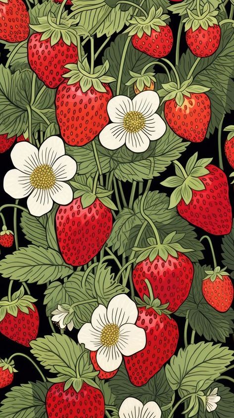 Strawberries strawberry pattern nature.  | free image by rawpixel.com / Rob Iphone Wallpaper Fruit, Strawberry Iphone Wallpaper, Cottagecore Wallpaper Iphone, Wallpaper Strawberry, Wallpaper Fruit, Strawberry Wallpaper, Cottagecore Wallpaper, Strawberry Pattern, Download Free Images