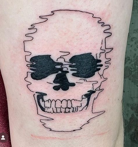 Trippy Skull Tattoo, Glitch Tattoo, Trippy Skull, Tattoo Skull, Tat Ideas, Skull Tattoo, Tatting, Skeleton, Tattoo Designs