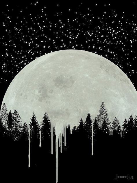 Full Moon Canvas Painting, Dripping Art Drawing, Night Aesthetic Painting, Night Tree Painting, Moon Painting Ideas, Moon Art Painting, Phases Of The Moon Art, Painting For Him, Full Moon Painting