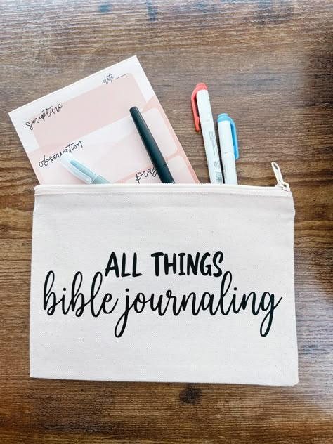 Bible Journaling Pencil Pouch, Canvas Pencil Pouch Christian Items To Sell, Hand Painting Ideas, Pencil Pouch Diy, Christian Boutique, Goodies Bag, Painted Bible, Christian Ideas, Christian Accessories, Hand Painted Bible