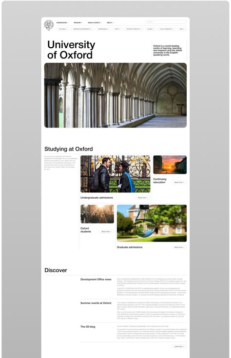 University of Oxford — website concept :: Behance University Web Design, Academic Website Design, University Website Design Inspiration, University Website Design, Website Design Inspiration Business, Web Design Creative, University Design, College Website, Fashion Web Design