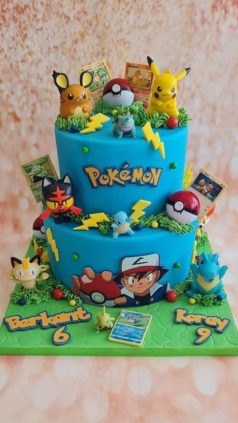 Birthday Cake 10, Pokemon Themed Party, Pokemon Birthday Cake, 7th Birthday Cakes, 8th Birthday Cake, 6th Birthday Cakes, 10 Birthday Cake, Pokemon Cake, Birthday Coloring Pages