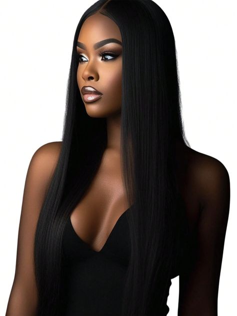 Straight Lace Front Wigs Human Hair 13x4 180% Density Transparent Lace Front Human Hair Wigs For Black Women Pre Plucked With Baby Hair Black    Human Hair  Lace Front Wigs   Wigs & Accs, size features are:Bust: ,Length: ,Sleeve Length: African American Middle Part Hairstyles, Jet Black Hair, Straight Wigs, Black Hair Extensions, Brazilian Straight Hair, Heat Styling, Nose Job, Tape In Hair Extensions, Front Lace Wigs Human Hair