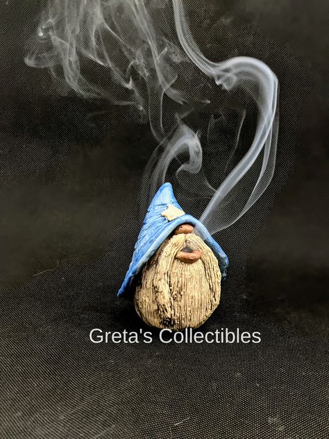 Diy Incense Holder, Blue Wizard, Backflow Burner, Clay Fairy House, Polymer Clay Fairy, Cone Incense, Weekend Crafts, Clay Fairies, Cute Sketches