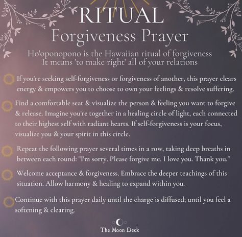 The Moon Deck on Instagram: “💜 FORGIVENESS 💜 is potent medicine and one of the most important spiritual practices we can cultivate. With forgiveness we allow ourselves…” Permission To Feel, Moon Deck, Prayer For Forgiveness, Give Yourself Permission, New Moon Rituals, Angel Guidance, Asking For Forgiveness, Ritual Tools, Success Affirmations