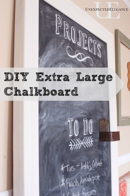 DIY Extra Large Chalkboard at Unexpected Elegance Hollow Core Door, Chalkboard Projects, Large Chalkboard, Chalkboard Decor, Diy Chalkboard, Playroom Design, Fashion Tumblr, Solid Wood Doors, Chalk It Up