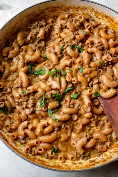 Gluten Free Hamburger Helper (Dairy Free) • Heal Me Delicious Gluten Free Hamburger Helper, Hamburger Helper Recipe, Squash Pasta Recipe, Gluten Free Hamburger, Healthy Hamburger, Hamburger Helper Recipes, Cheeseburger Pasta, Easy Baked Ziti, Pasta Meals