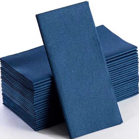 Navy Napkins, Bathroom Napkins, Navy Blue Napkins, Hand Towels For Bathroom, Paper Hand Towels, Serving Ideas, Paper Dinner Napkins, Towels For Bathroom, Plastic Silverware