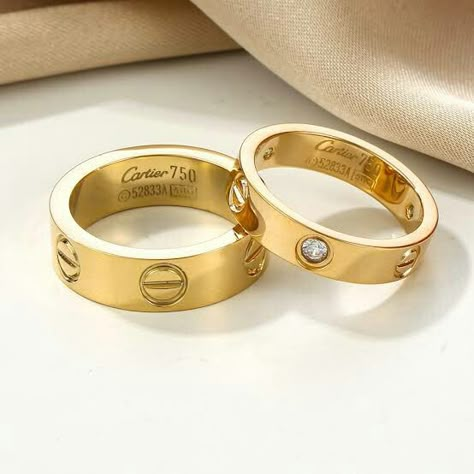 Denty Jwellery, Cartier Band, Cartier Wedding Bands, Cartier Wedding Rings, خواتم خطوبة, Wedding Rings Sets His And Hers, Couple Ring Design, Cartier Love Ring, Engagement Rings Couple