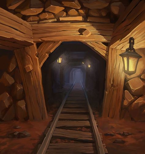 Mines Concept Art, Mining Concept Art, Mine Concept Art, Mining Drawing, Fantasy Mine, Mine Cart, Hand Painted Textures, Rpg Map, Game Environment