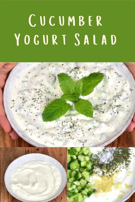 Cucumber Mint Salad, Cucumber Yogurt Salad, Lebanese Salad, Yogurt Salad, Easy Cucumber Salad, Cucumber Yogurt, Mint Yogurt, Types Of Salad, Creamy Cucumber Salad