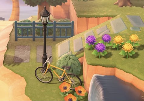 Fence Ideas Animal Crossing, Animal Crossing Fencing Ideas, Acnh Connecting Areas, Incline Ideas Animal Crossing, Fencing Ideas Acnh, Fencing Ideas Animal Crossing, Acnh Fence Idea, Acnh Fences, Animal Crossing Small Area Ideas Outside